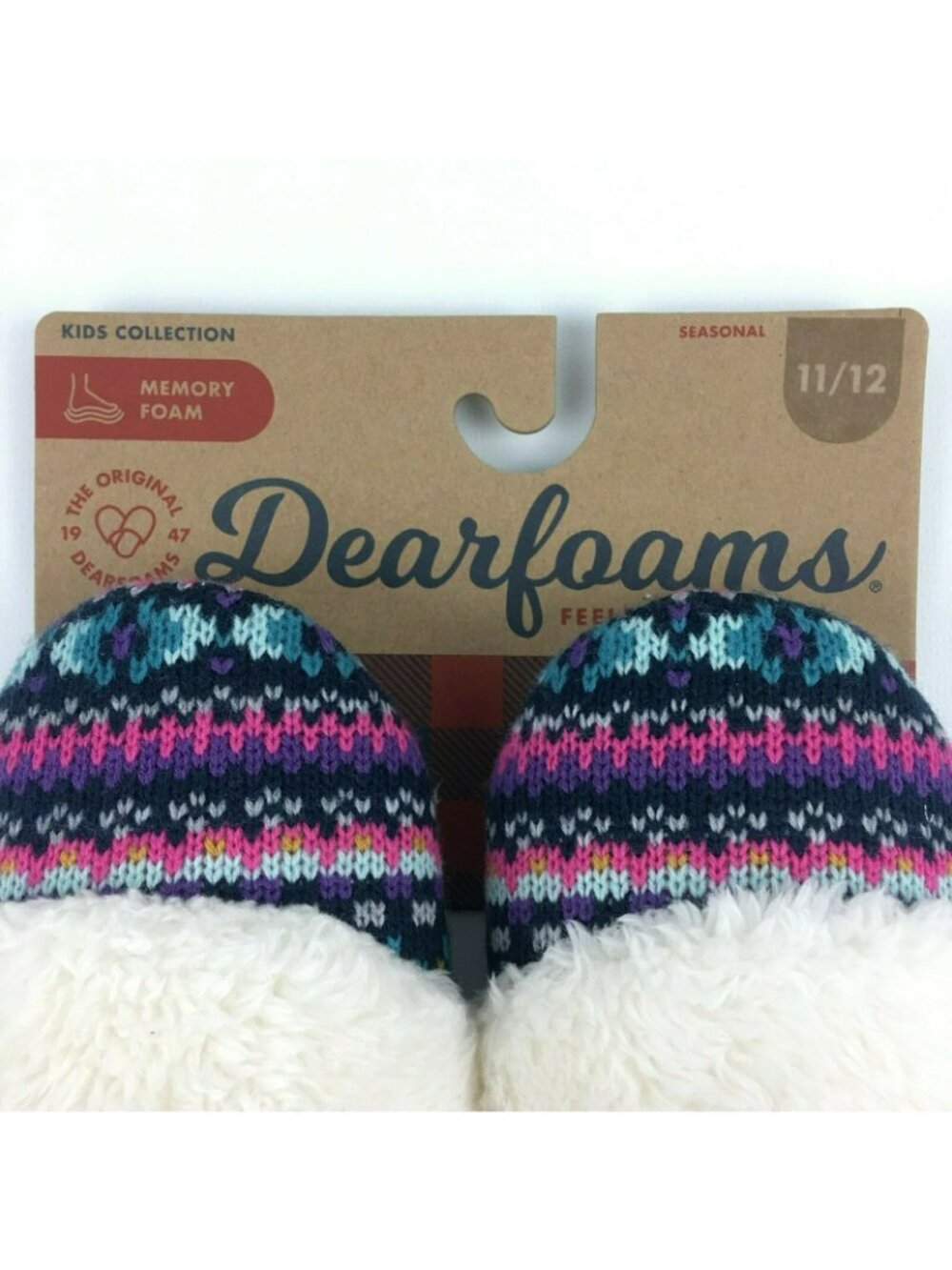 Dearfoams Girls Memory Foam Clog Knit Slippers 11-12 Purple - Picture 3 of 6